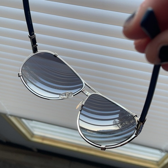 Christian Dior | NWOT womens silver blue polarized DiorChicago2STR sunglasses - Picture 2 of 8